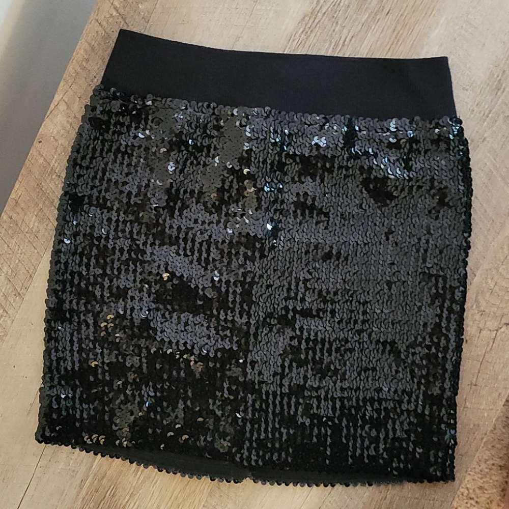 Black sequin skirt